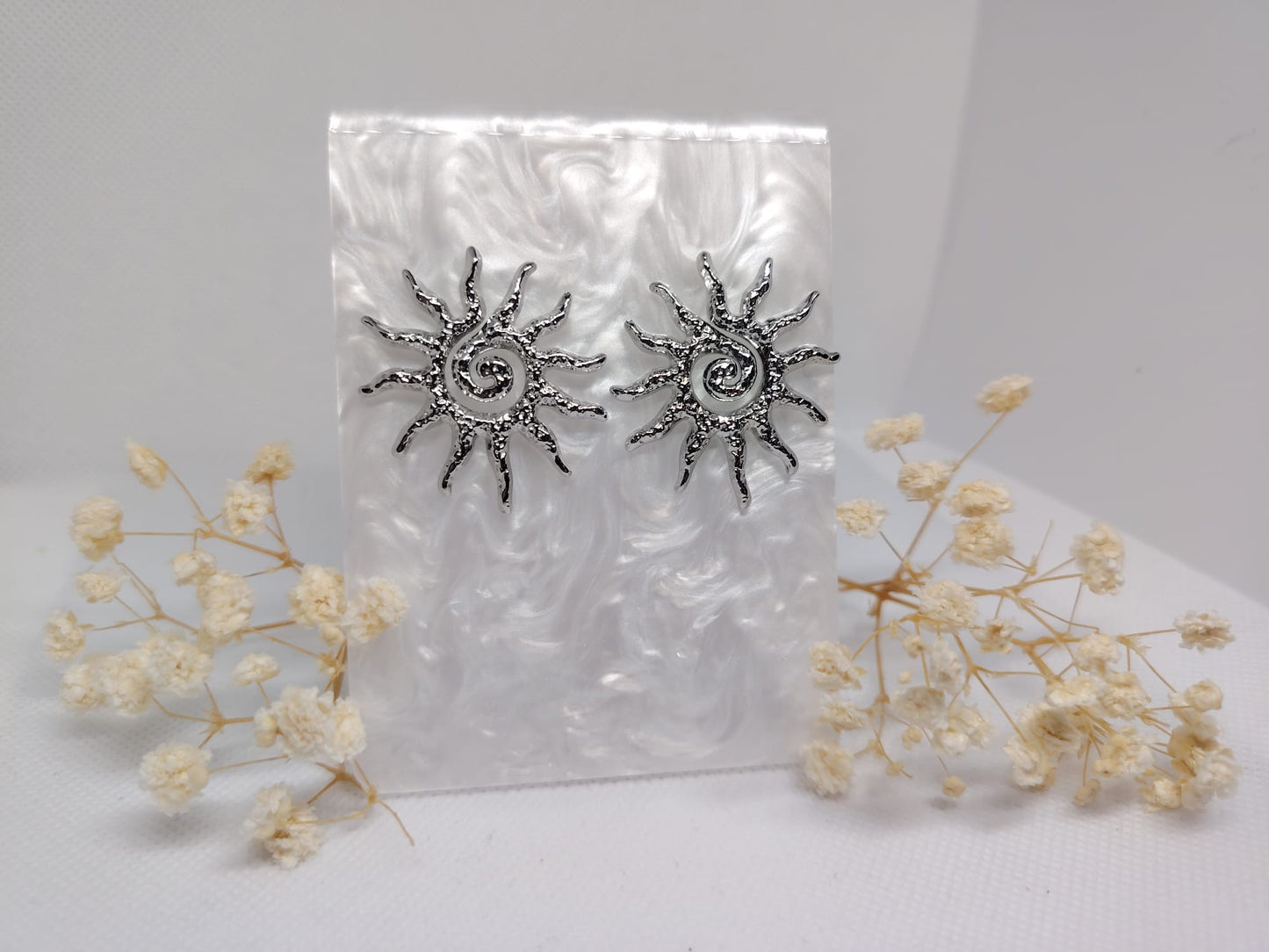 Boucles d’oreilles Soleil Spirale – Acier Inoxydable Argenté
