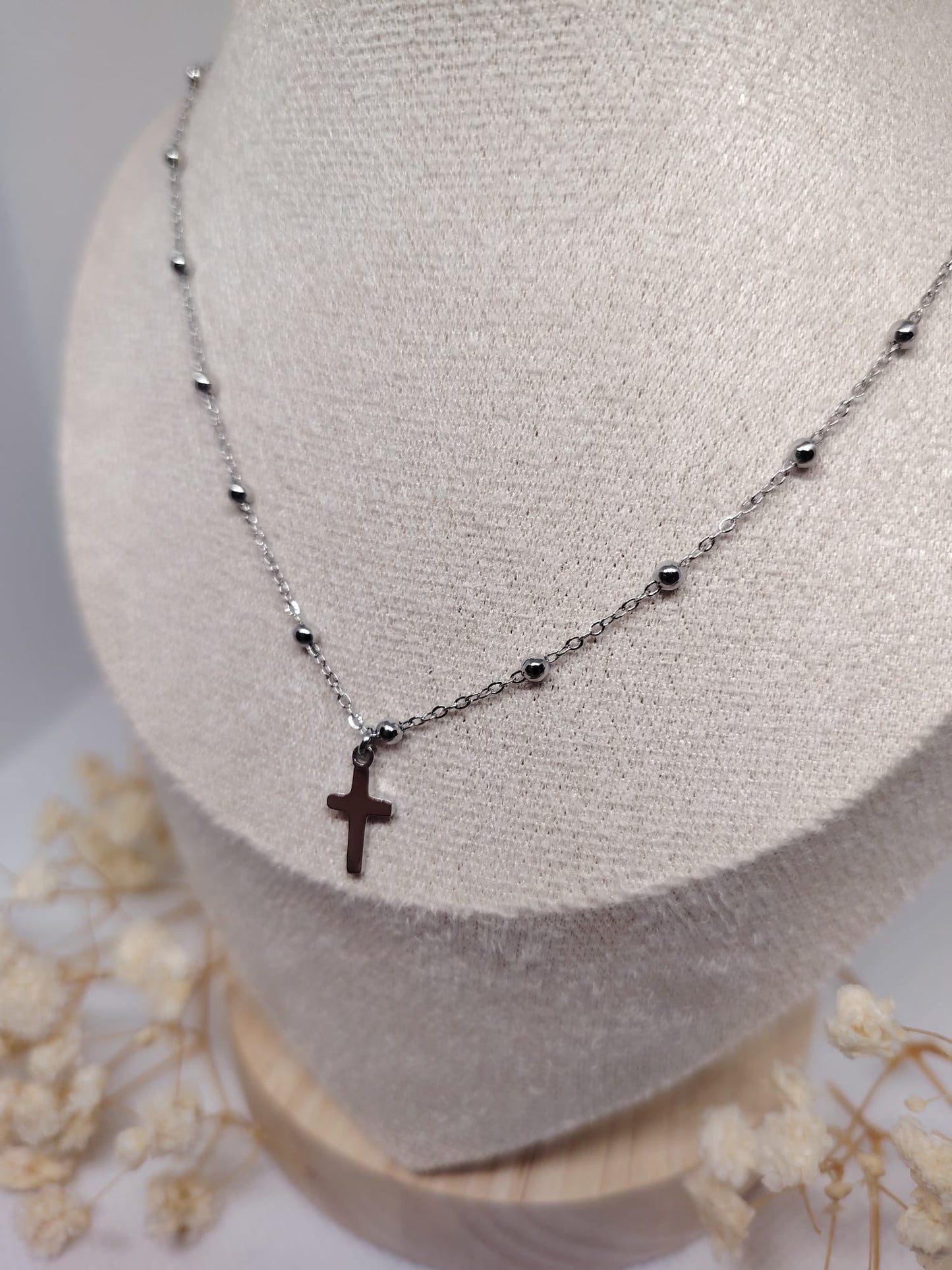 Collier Enfant Croix Argentée – Acier Inoxydable