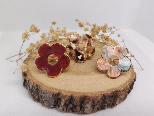 Bague Fleur Dorée En Acier Inoxydable