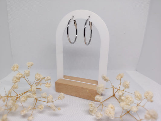 Créoles Argent 30 mm – Acier inoxydable