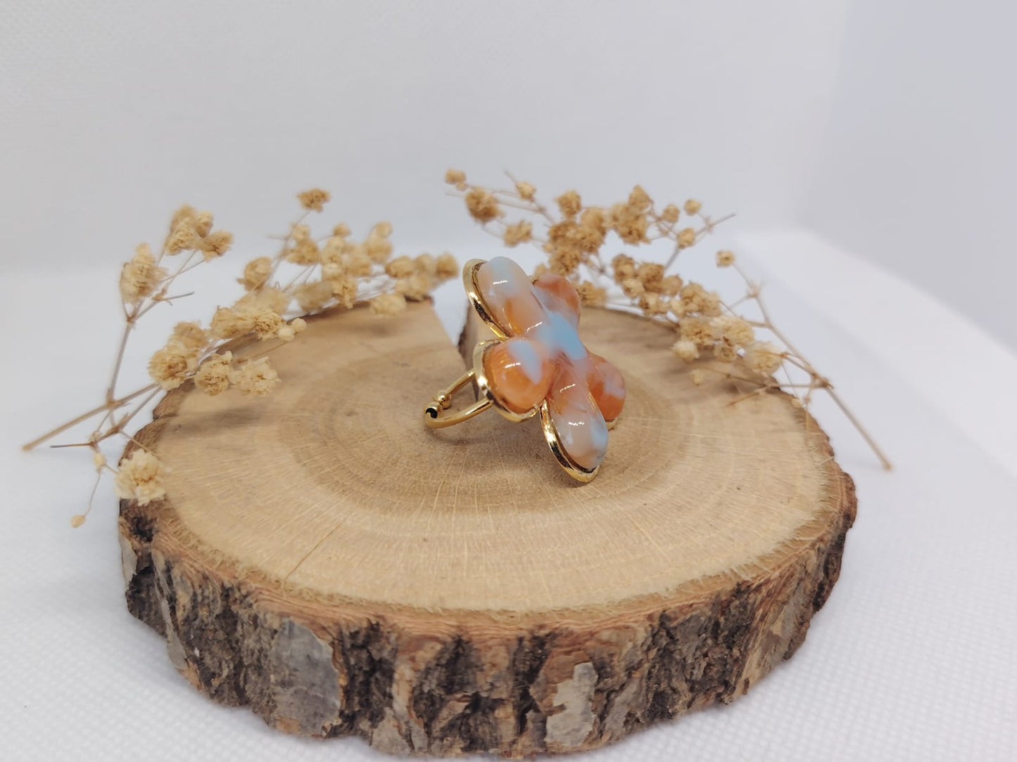 Bague Fleur Dorée en Acier Inoxydable – Douceur & Originalité