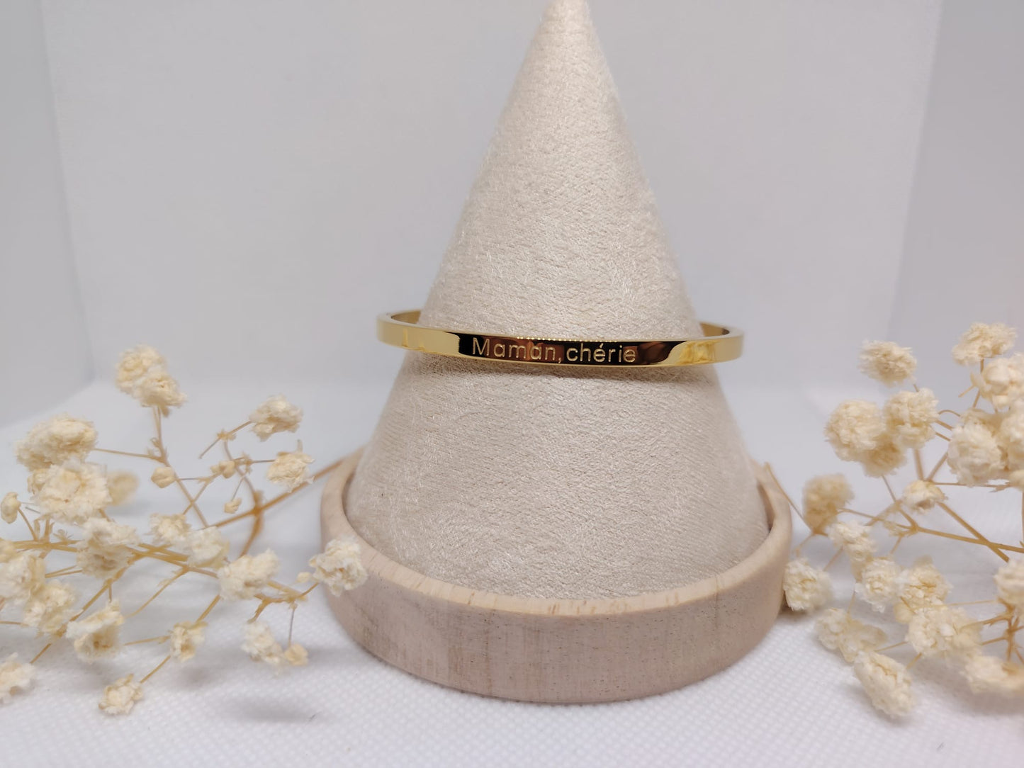 Bracelet Jonc Maman Chérie – Acier Inoxydable Doré
