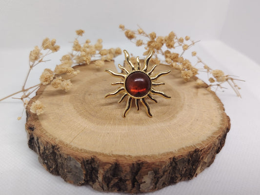 Bague Soleil Dorée en Acier Inoxydable