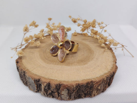 Bague Fleur Dorée – Acier Inoxydable