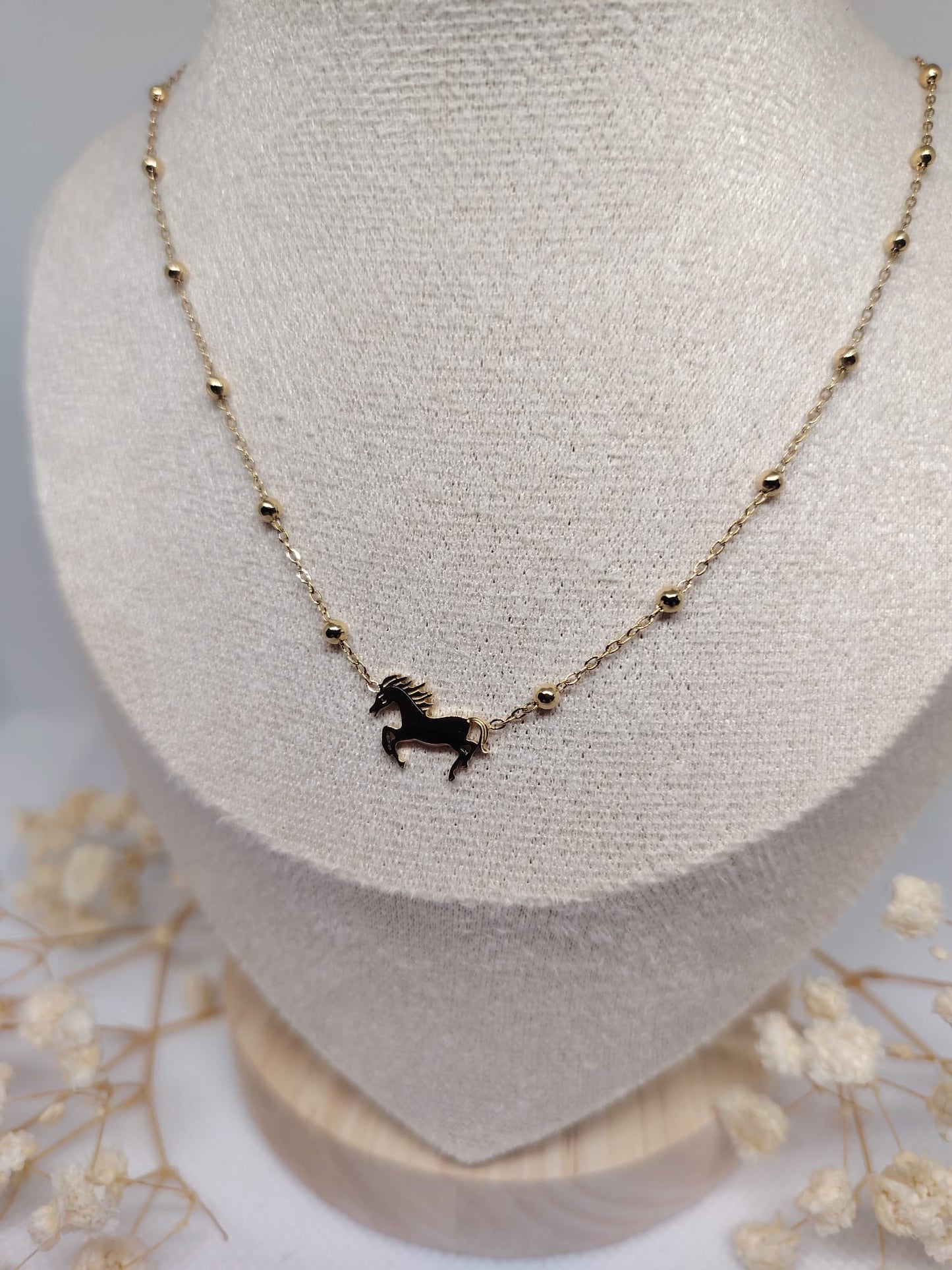 Collier Enfant Cheval Doré – Acier Inoxydable