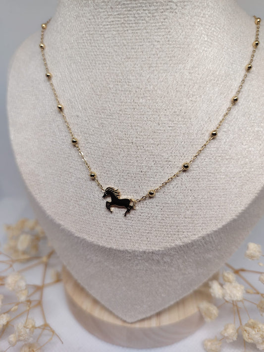 Collier Enfant Cheval Doré – Acier Inoxydable