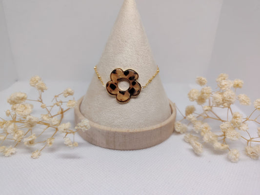 Bracelet Fleur Léopard – Acier Inoxydable Doré