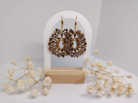 Boucles d’oreilles dorées à perles – Acier inoxydable