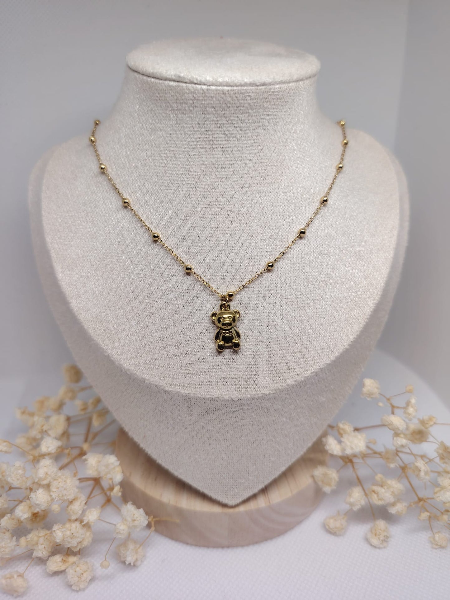 Collier Enfant Ourson Doré – Acier Inoxydable