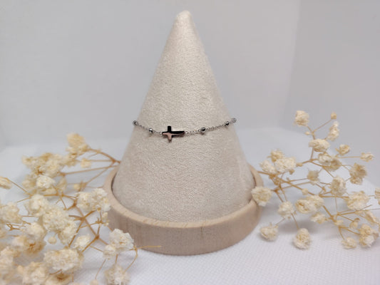 Bracelet Enfant Croix Argenté – Acier Inoxydable