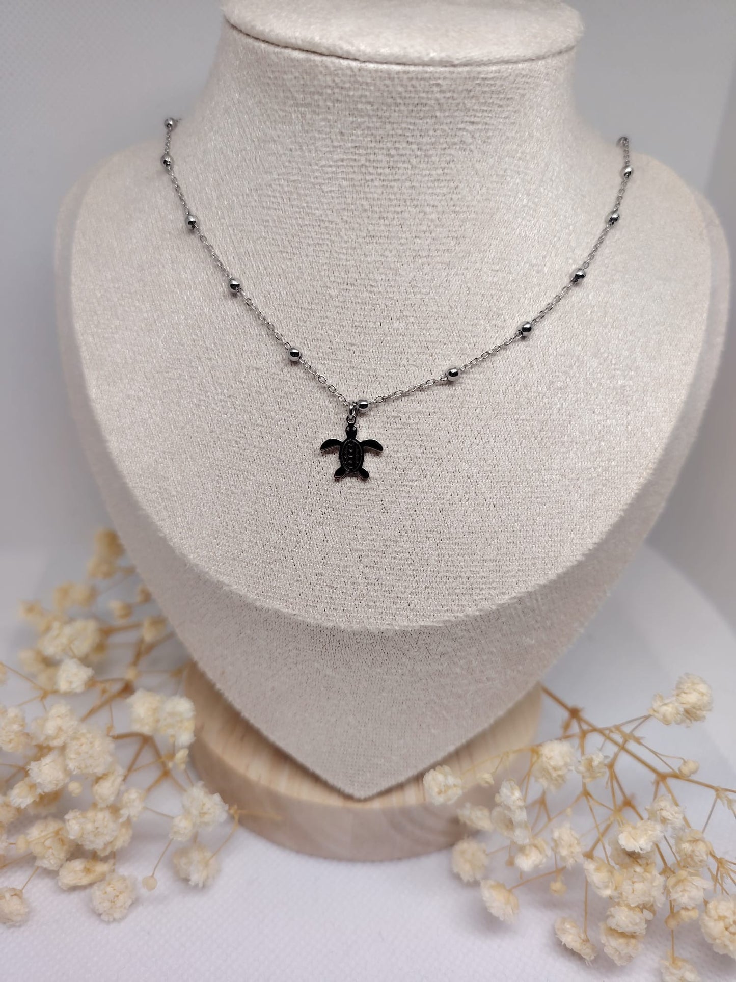Collier Enfant Tortue Argentée – Acier Inoxydable