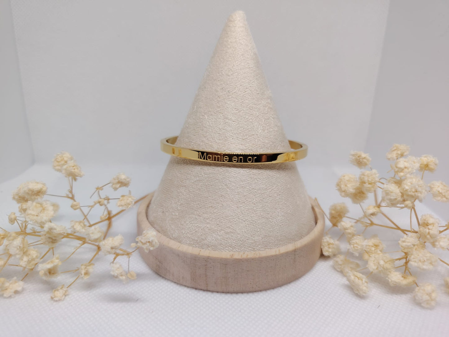 Bracelet Jonc « Mamie en or » – Acier Inoxydable Doré