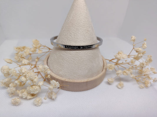Bracelet Jonc « Maman, je t’aime » en Acier Inoxydable