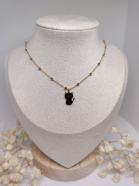 Collier Enfant Chat Doré – Acier Inoxydable