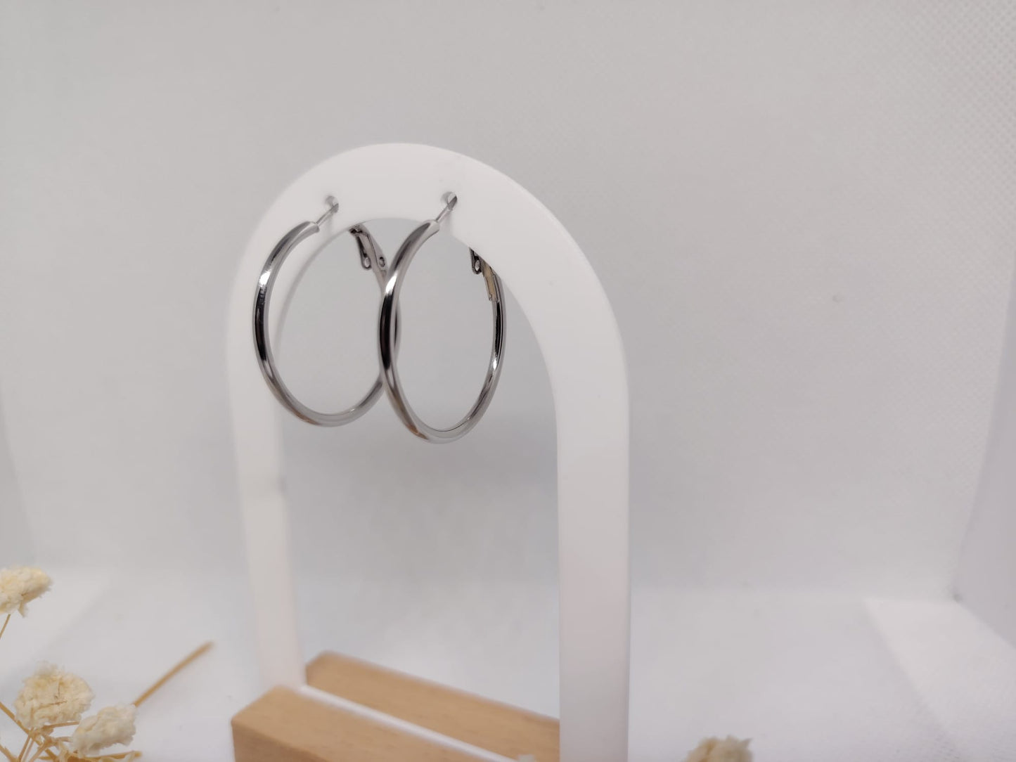 Créoles Argent 30 mm – Acier inoxydable