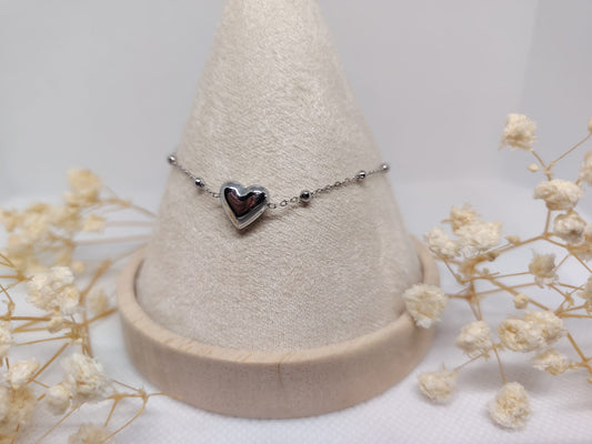 Bracelet Enfant Cœur Argenté – Acier Inoxydable