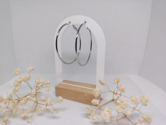 Créoles Argent 40 mm – Acier inoxydable