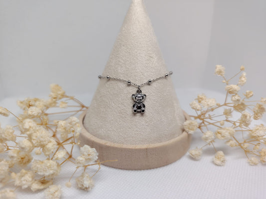 Bracelet Enfant Ourson Argenté – Acier Inoxydable