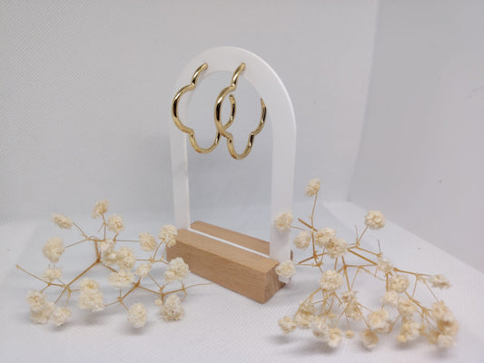 Boucles D’Oreilles Trèfles Dorées Acier Inoxydable