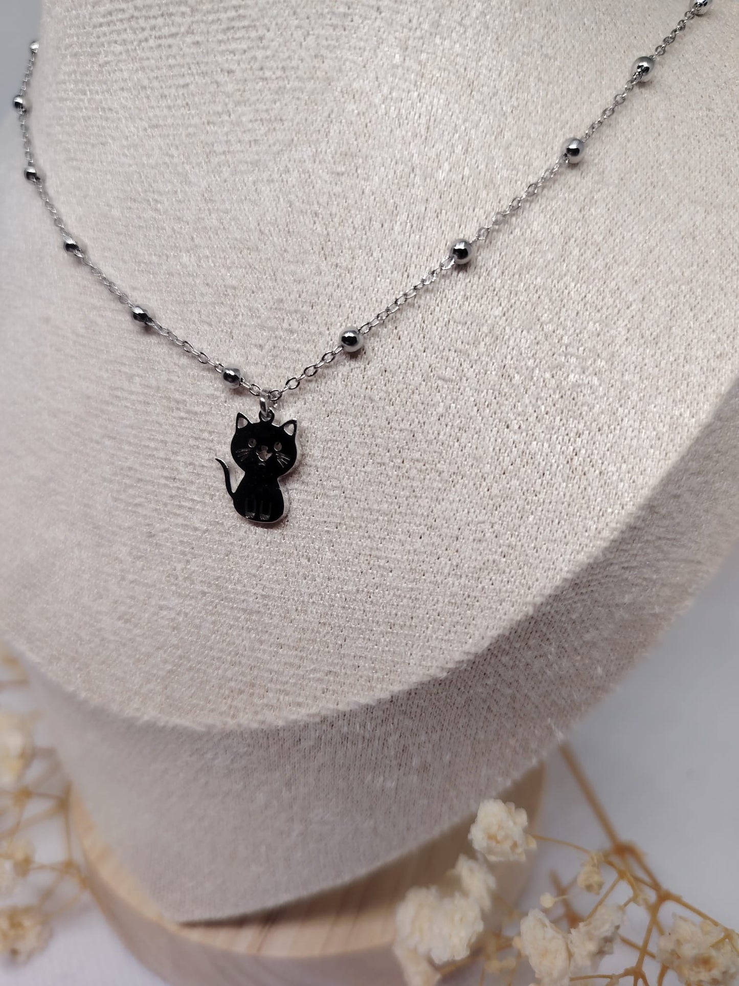 Collier Enfant Chat Argenté – Acier Inoxydable