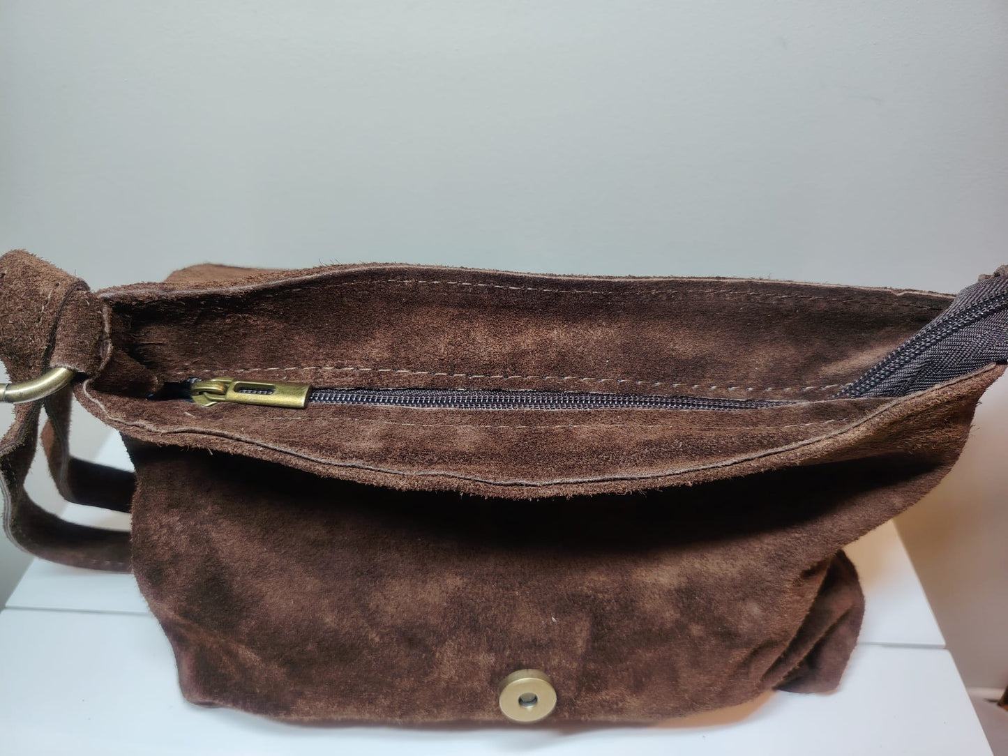 Sac bandoulière femme en cuir suédé 100 % italien – Motif léopard