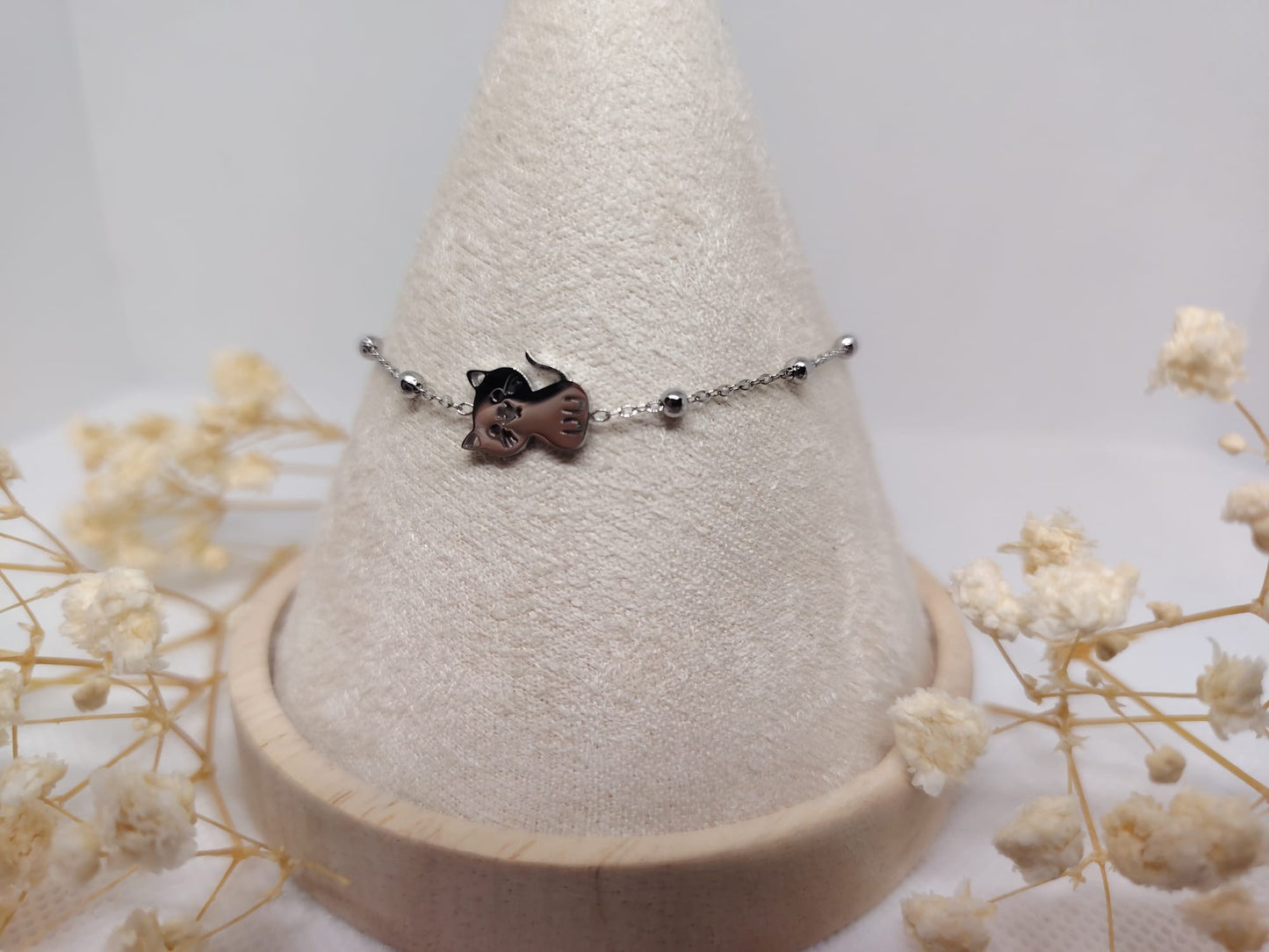 Bracelet Enfant Chat Argenté – Acier Inoxydable