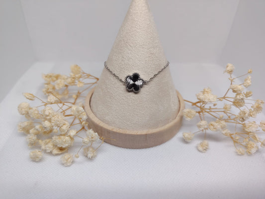 Bracelet Trèfle Argenté en Acier Inoxydable