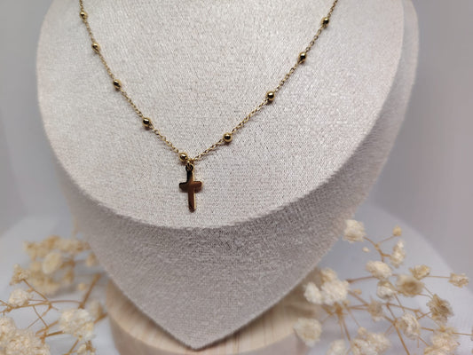Collier Enfant Croix Dorée – Acier Inoxydable