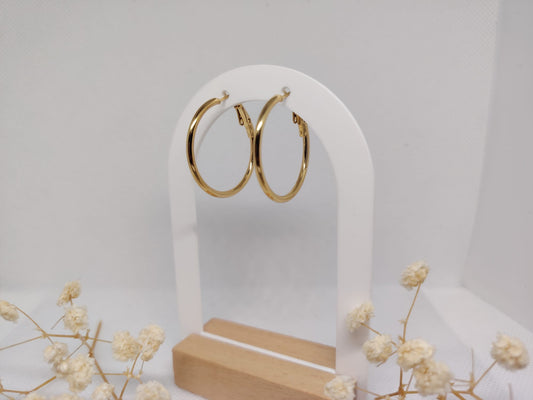 Boucles d’oreilles créoles – Acier inoxydable doré 30 mm