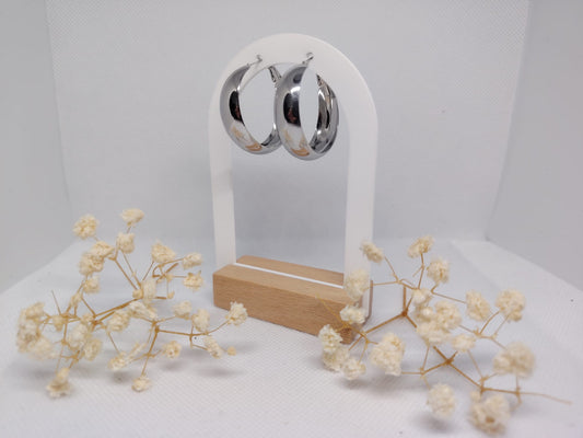 Boucles d’oreilles créoles argentées en acier inoxydable