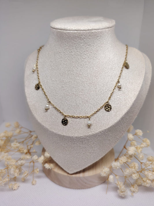 Collier Médaillons & Perles – Acier inoxydable