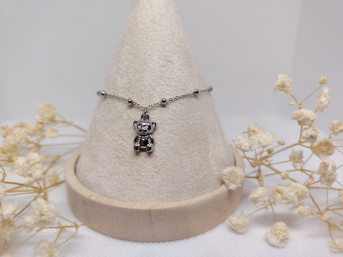 Bracelet Enfant Ourson Argenté – Acier Inoxydable