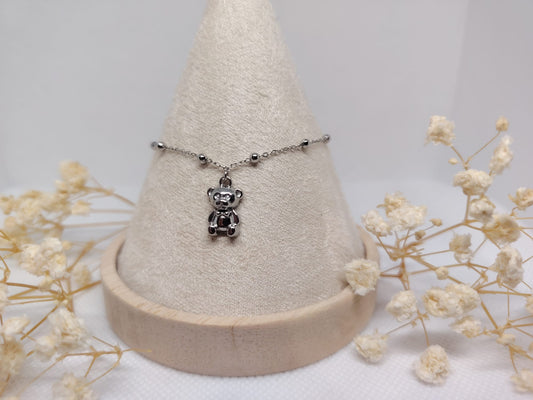 Bracelet Enfant Ourson Argenté – Acier Inoxydable