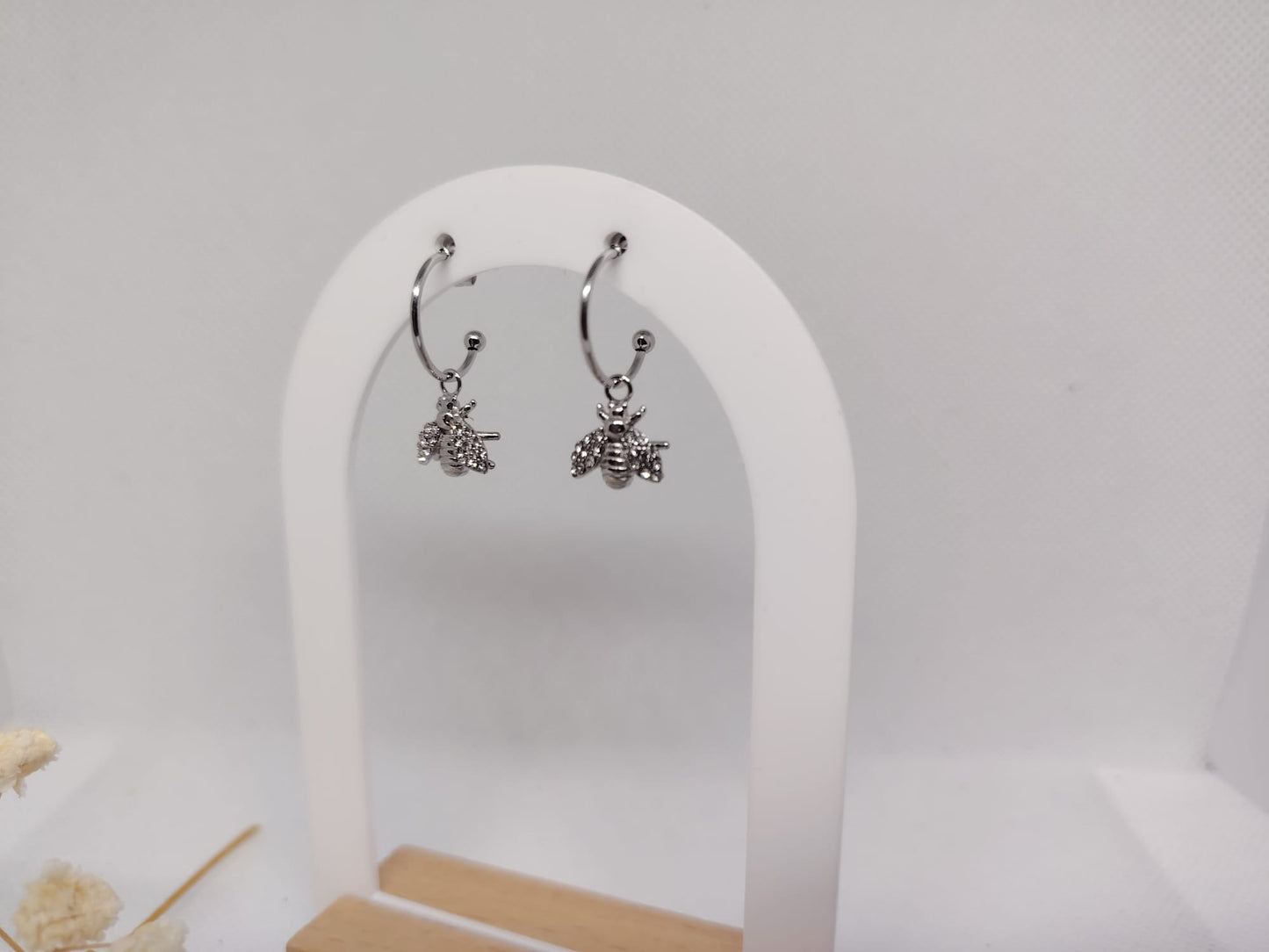 Boucles d’oreilles Abeille  Argent – Acier inoxydable