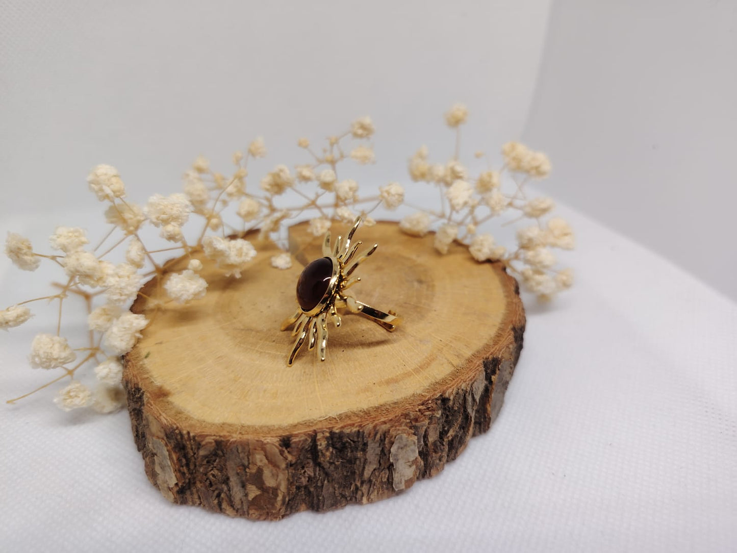 Bague Soleil Dorée en Acier Inoxydable