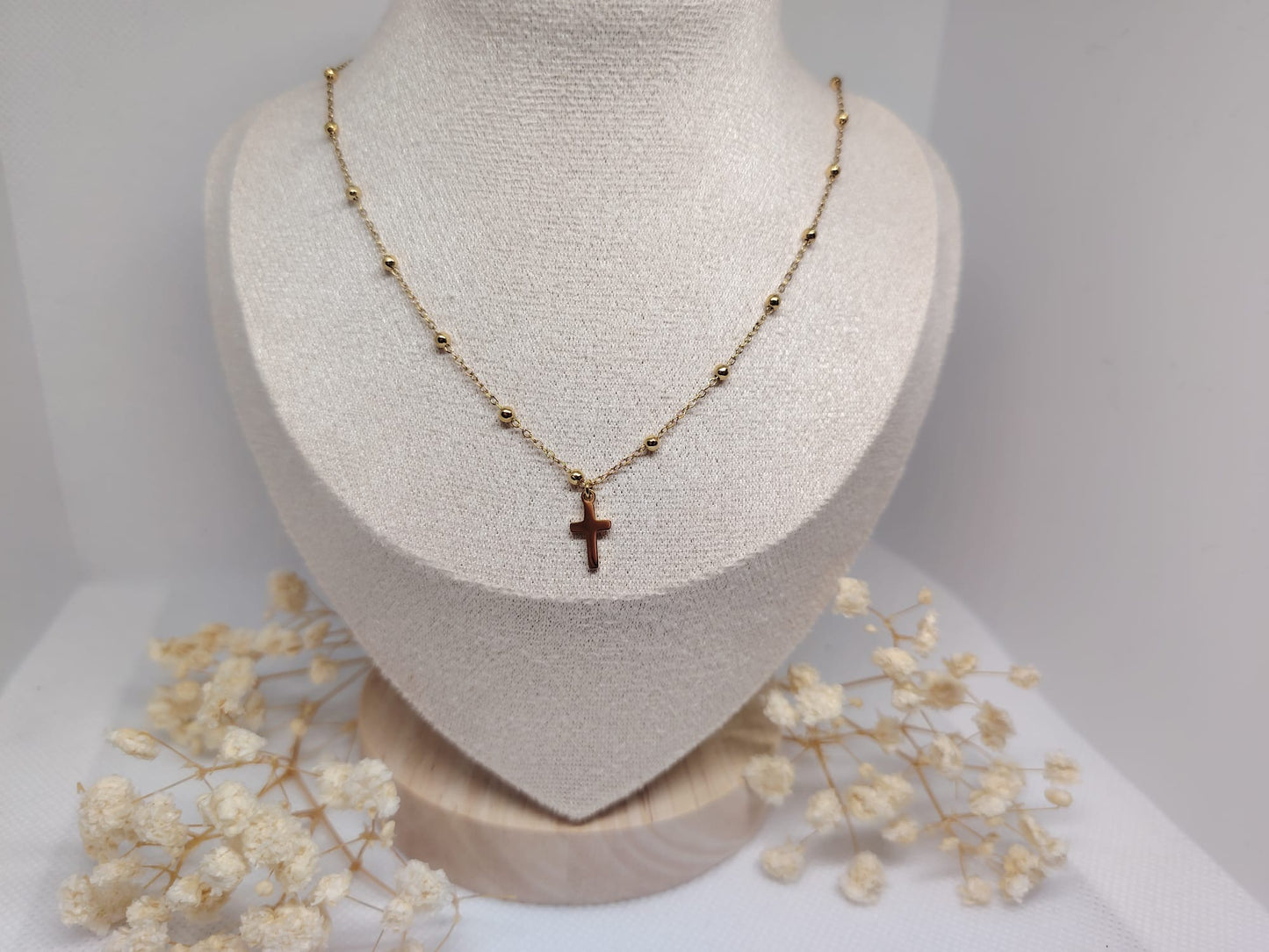 Collier Enfant Croix Dorée – Acier Inoxydable