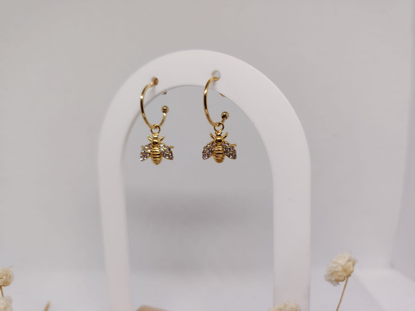 Boucles d’oreilles Abeille Dorée – Acier Inoxydable