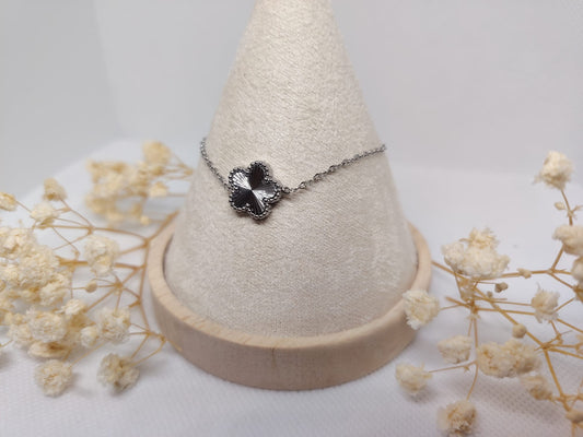 Bracelet Trèfle Argenté en Acier Inoxydable