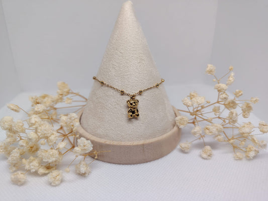 Bracelet Enfant Ourson Doré – Acier Inoxydable