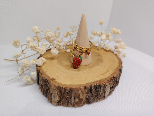 Bague Charms Fraise – Acier Inoxydable