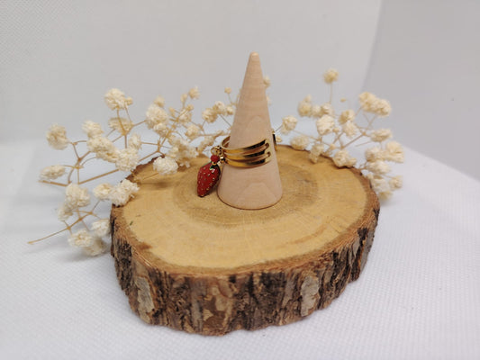 Bague Charms Fraise – Acier Inoxydable