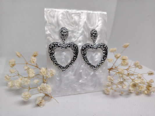 Boucles d’oreilles cœur argentées – Acier inoxydable