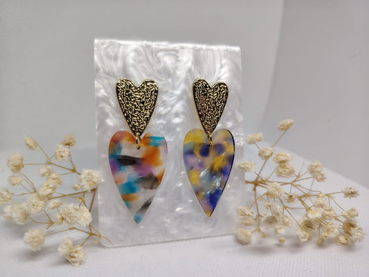 Boucles d’oreilles cœur en acier inoxydable – Multicolores
