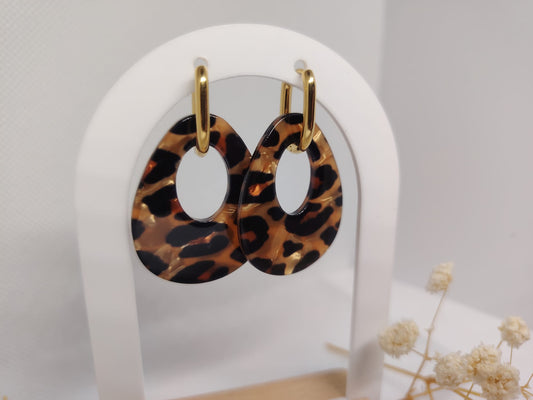 Boucles d’oreilles effet léopard – Acier inoxydable