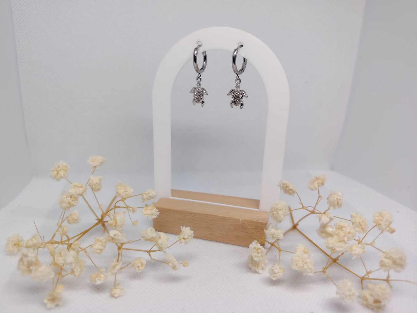 Boucles d’Oreilles Tortue en Acier Inoxydable Argent