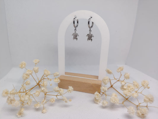 Boucles d’Oreilles Tortue en Acier Inoxydable Argent