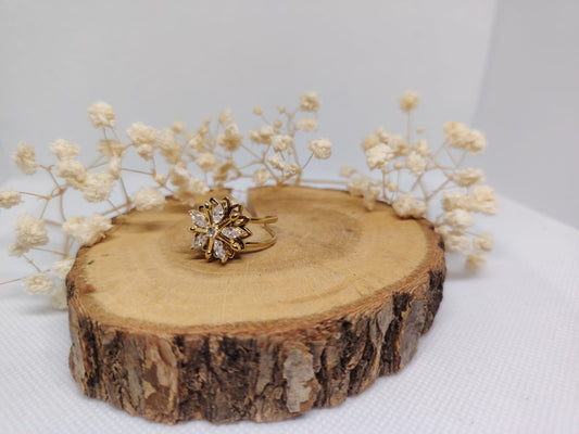 Bague Rotative Anti-Stress Fleur Dorée – Acier Inoxydable