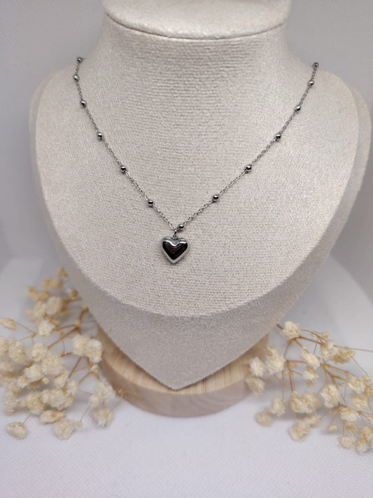 Collier Enfant Cœur Argenté – Acier Inoxydable